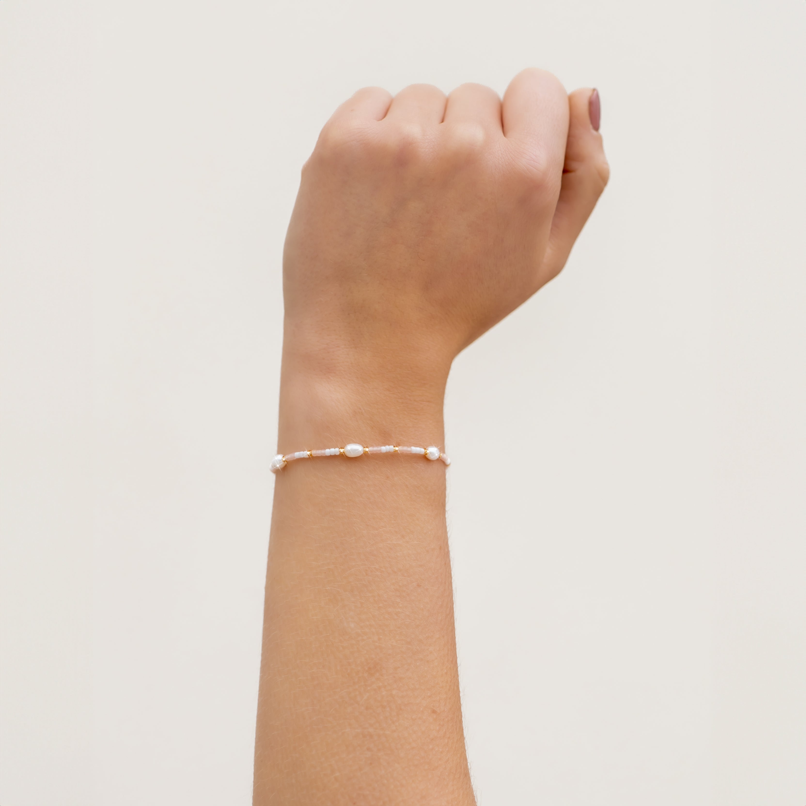 Light Pink Pearls Beaded String Bracelet