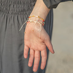 Bright Tropical Sunset Beaded String Bracelet