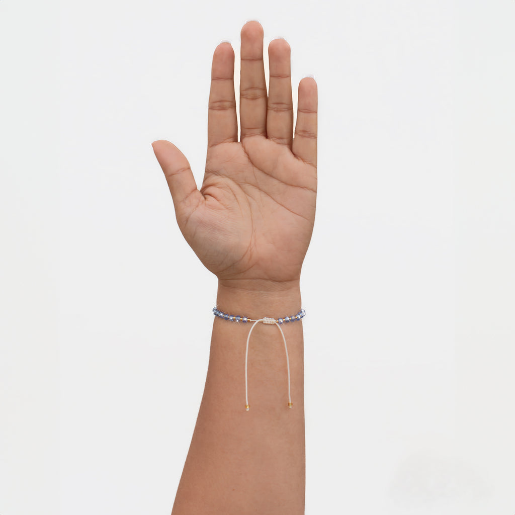 Blue Glow Beaded String Bracelet