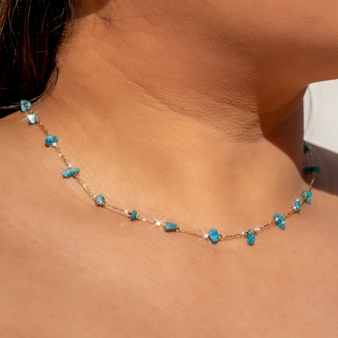 Apatite Crystal Chain Choker Gold