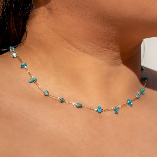 Apatite Crystal Chain Choker Gold