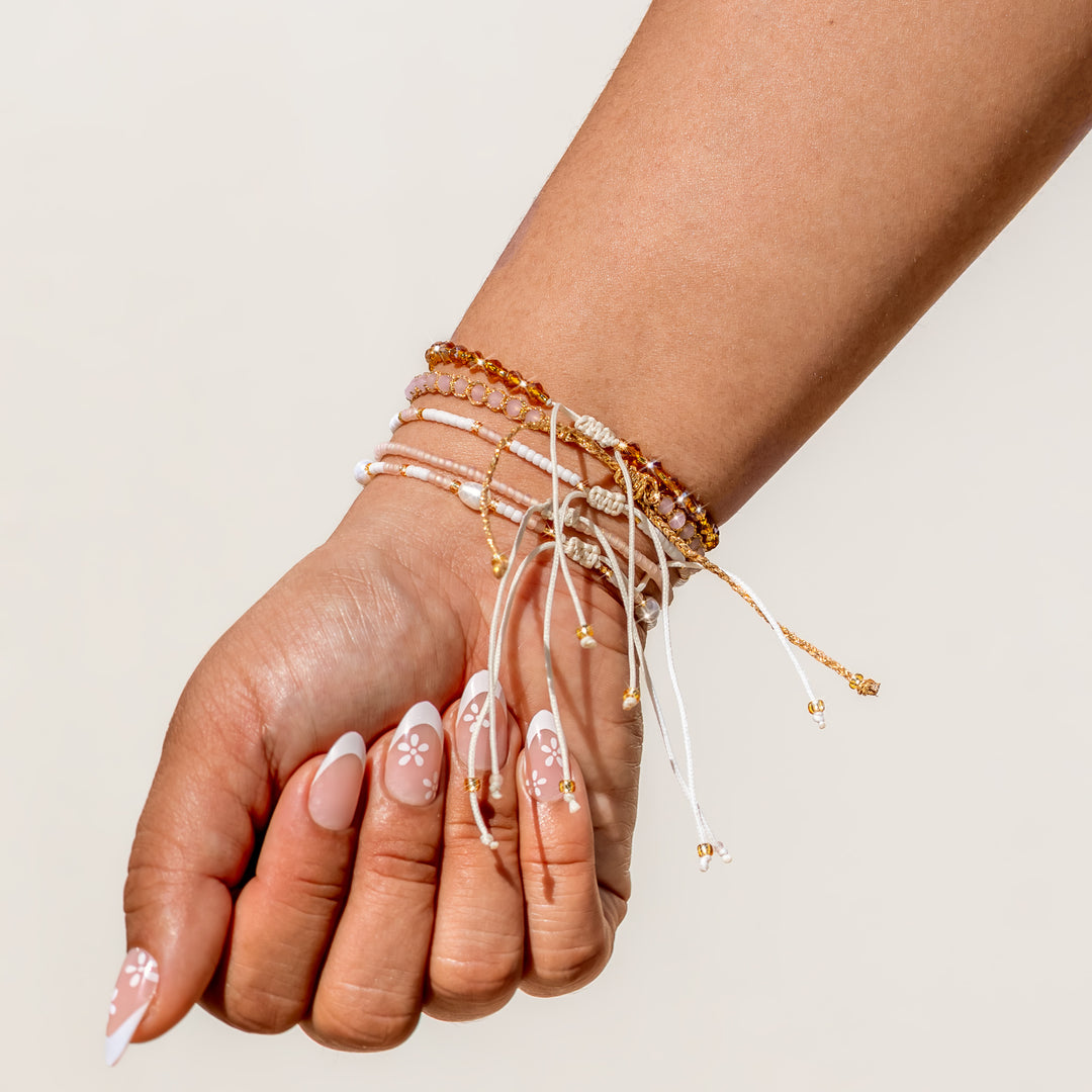 Sunlit Blush Beaded String Bracelet