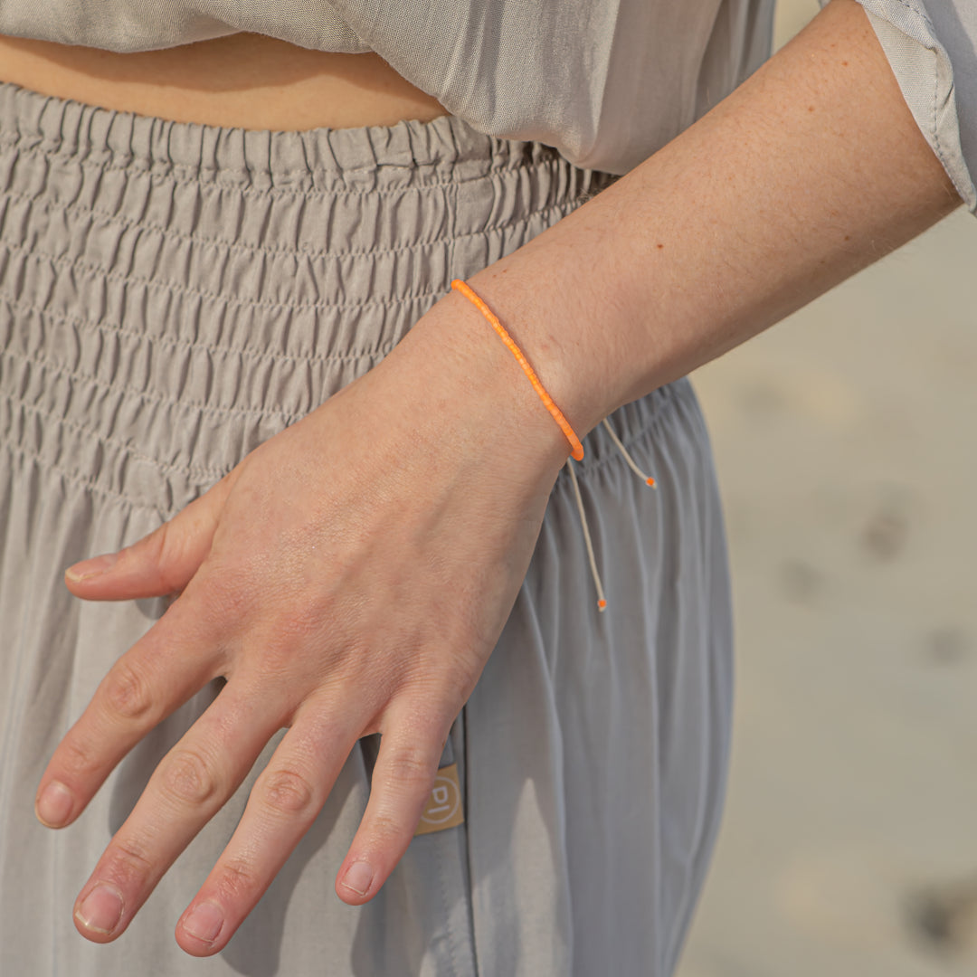 Neon Orange Beaded String Bracelet