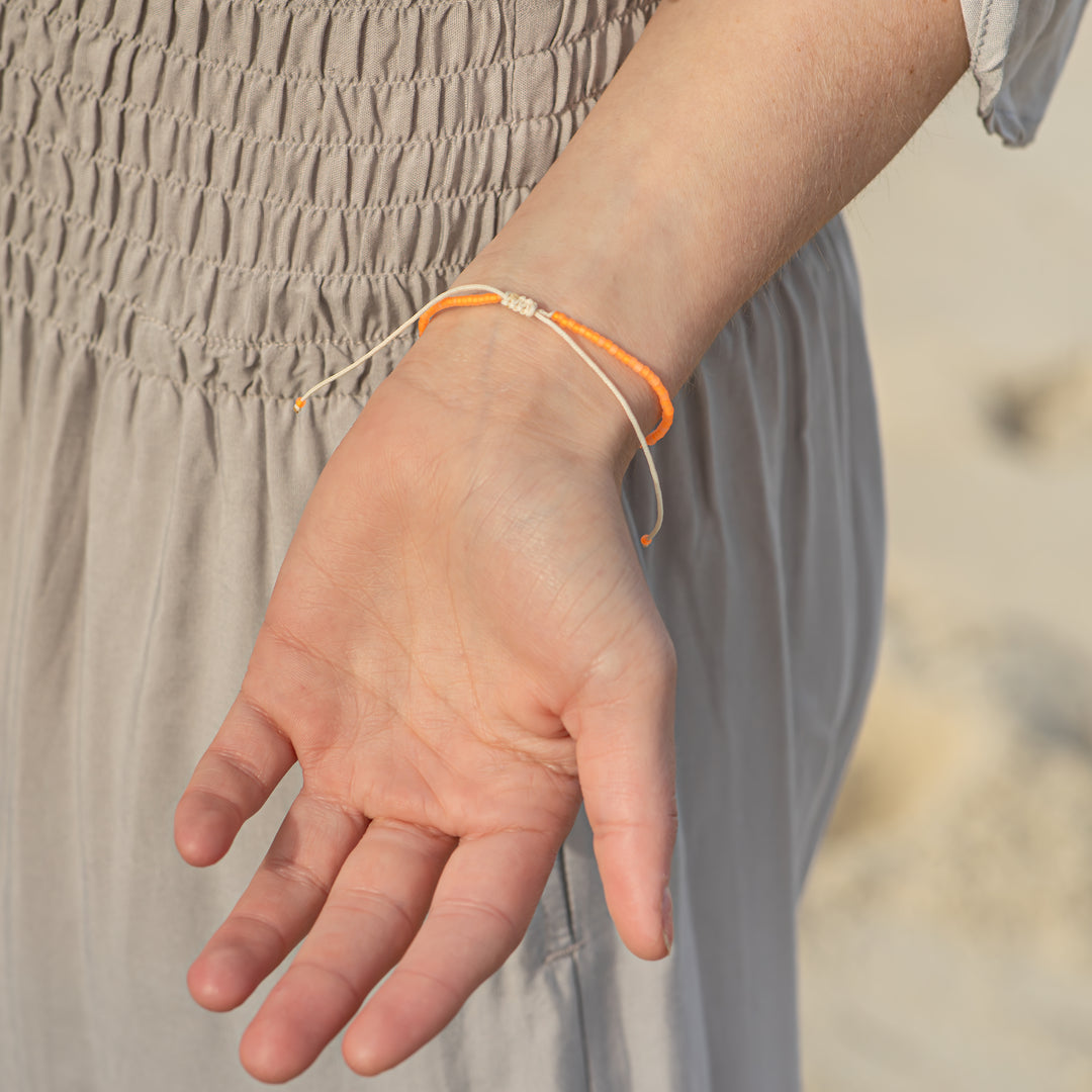 Neon Orange Beaded String Bracelet