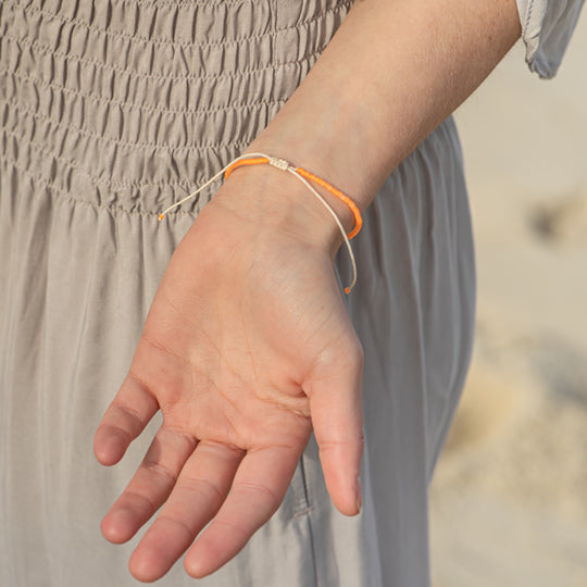 Neon Orange Beaded String Bracelet