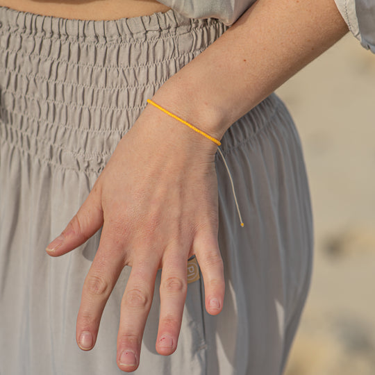 Neon Yellow Beaded String Bracelet
