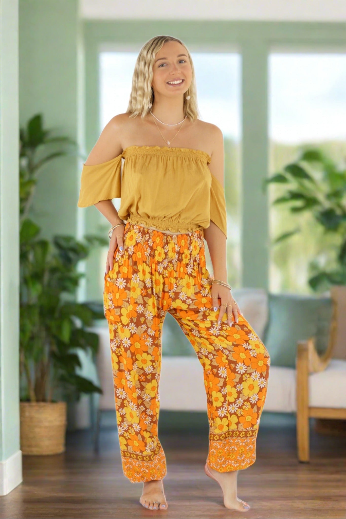 70s Orange Flowers