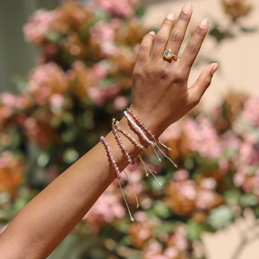 Iridescent Iris Beaded String Bracelet