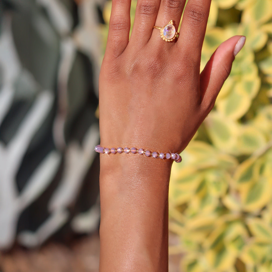 Purple Glow Beaded String Bracelet