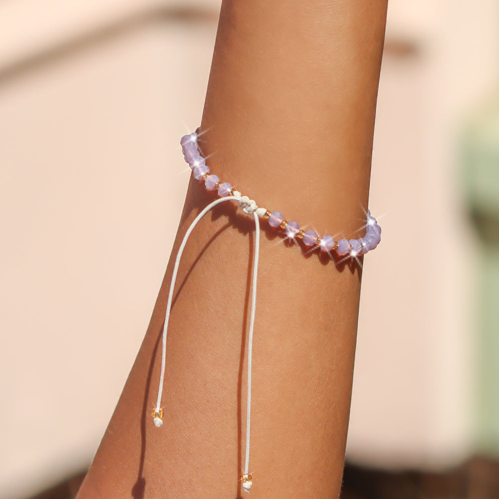 Purple Glow Beaded String Bracelet