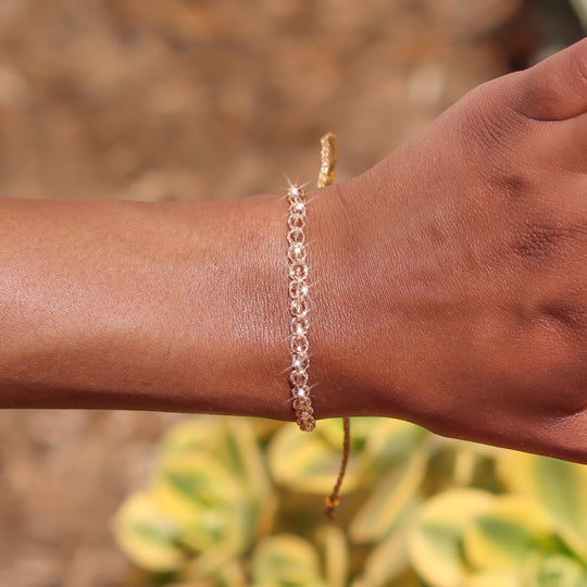 Golden Aura Beaded String Bracelet