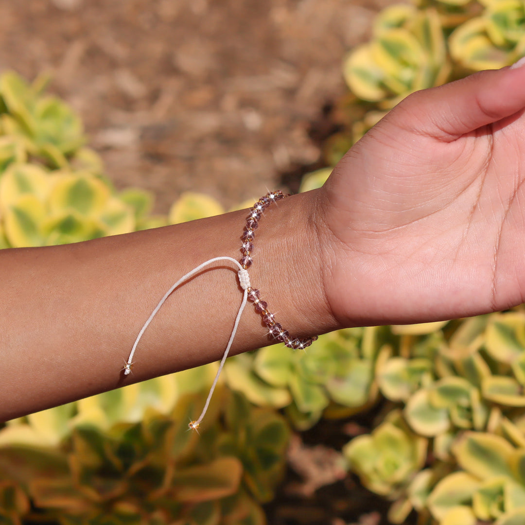 Iridescent Iris Beaded String Bracelet