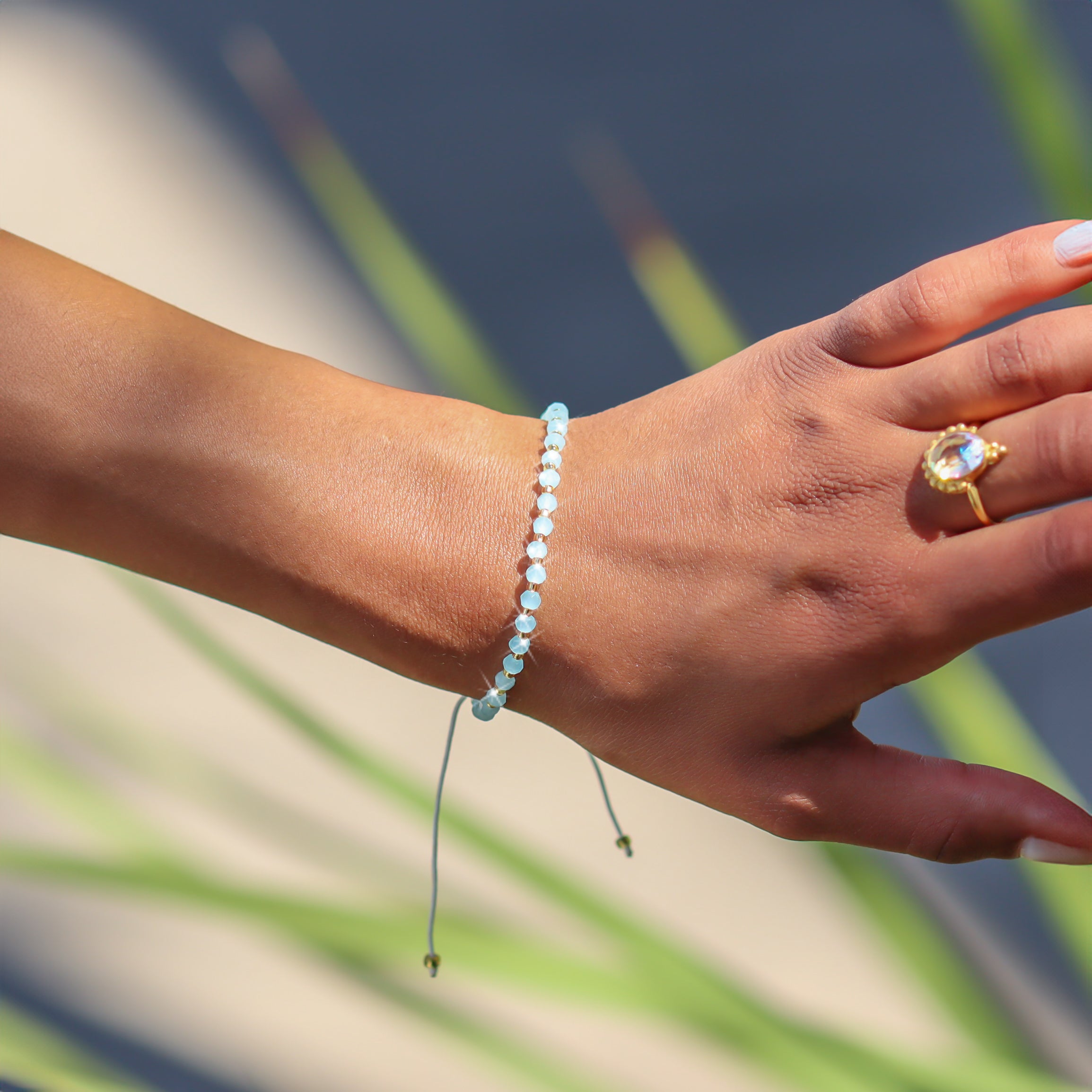Ocean Glimmer Beaded String Bracelet