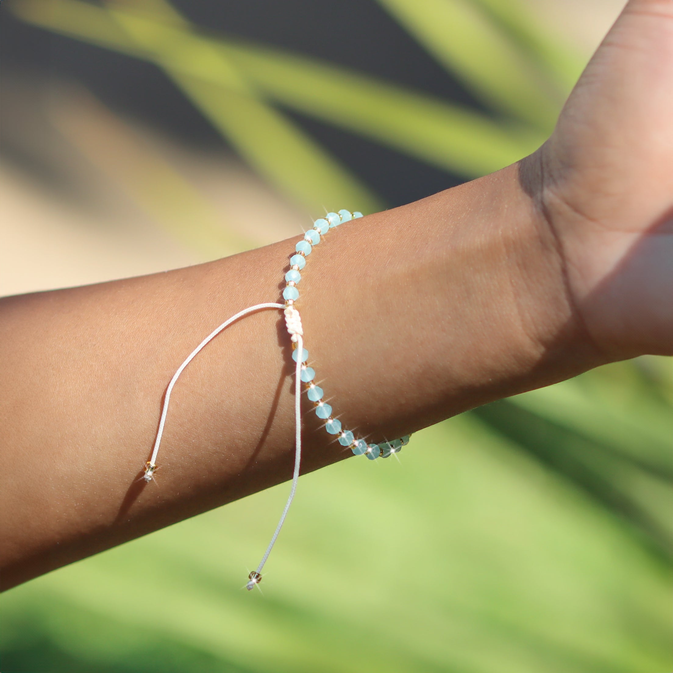 Ocean Glimmer Beaded String Bracelet
