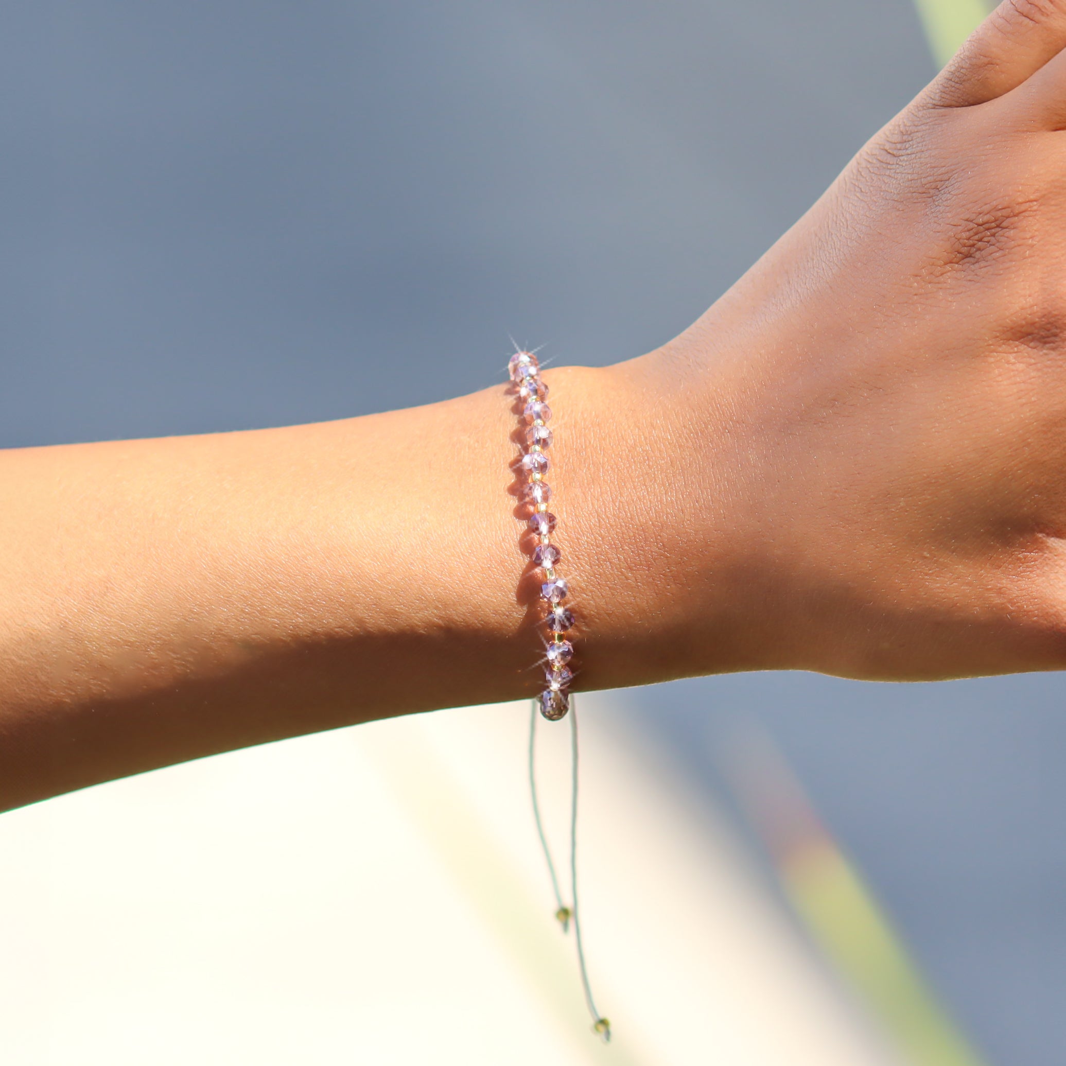Purple Tide Beaded String Bracelet