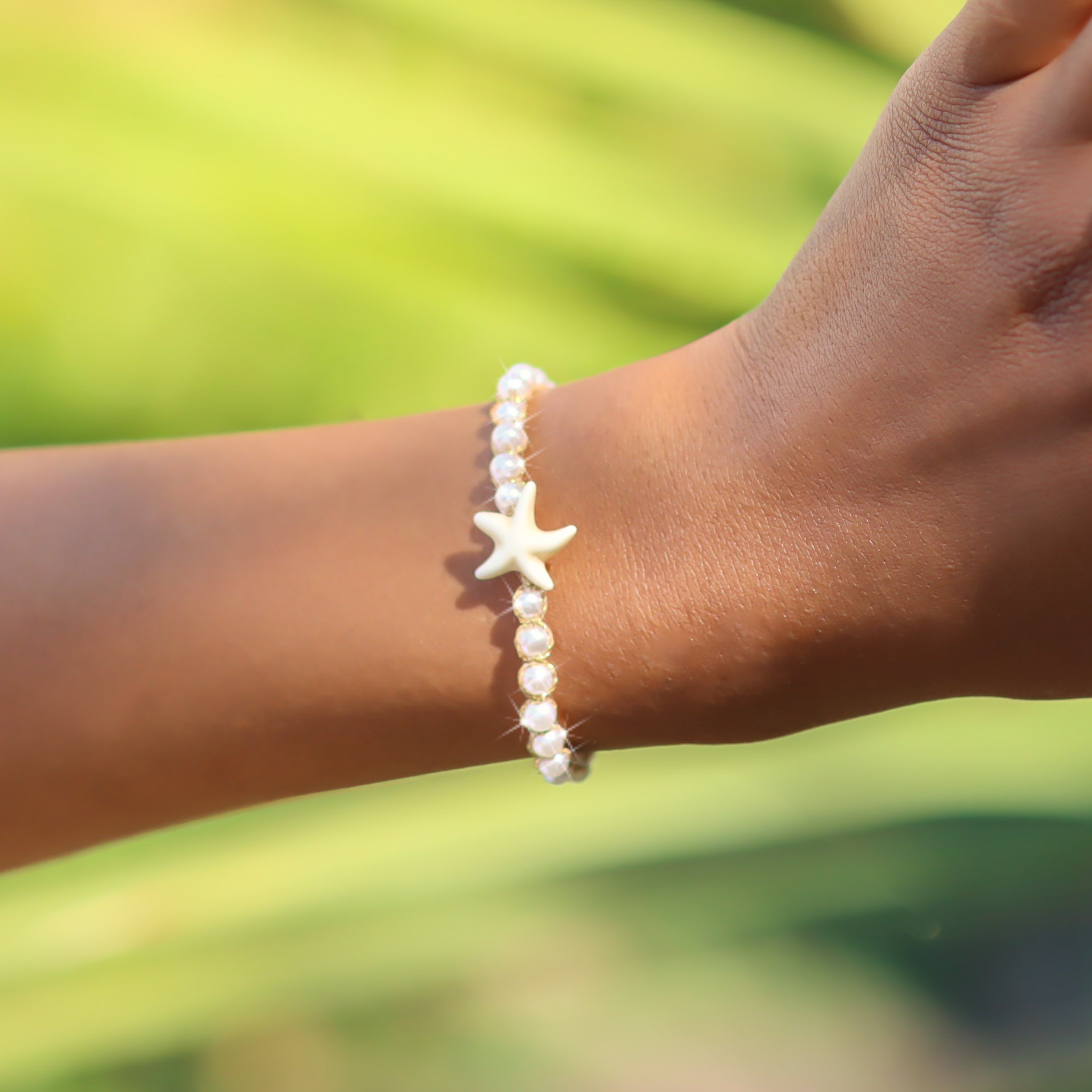 Golden Starfish Beaded String Bracelet