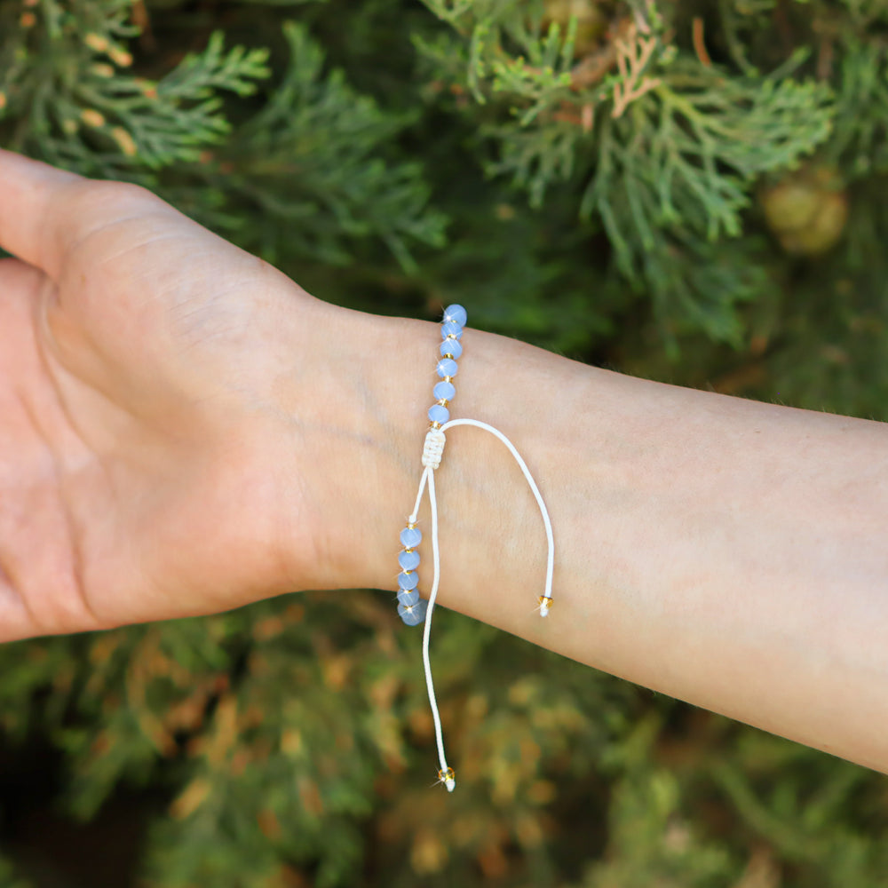 Ocean Blue Beaded String Bracelet