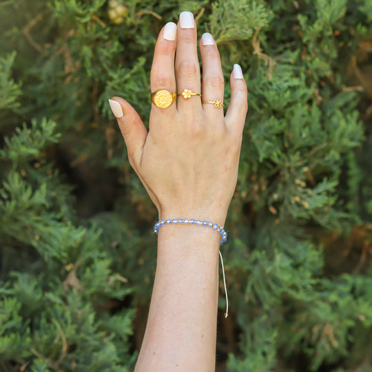 Sparkly Ocean Blue Beaded String Bracelet