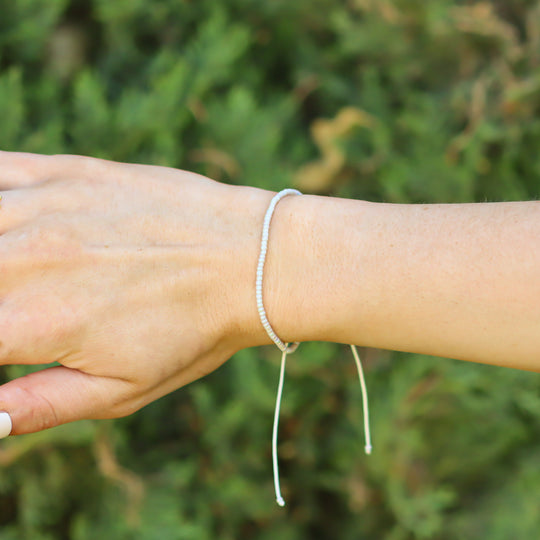 Silver Mist Beaded String Bracelet