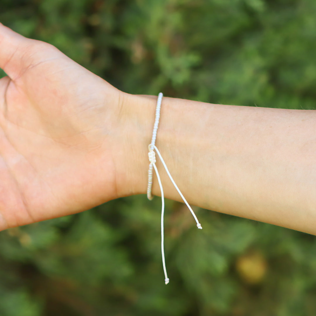 Silver Mist Beaded String Bracelet