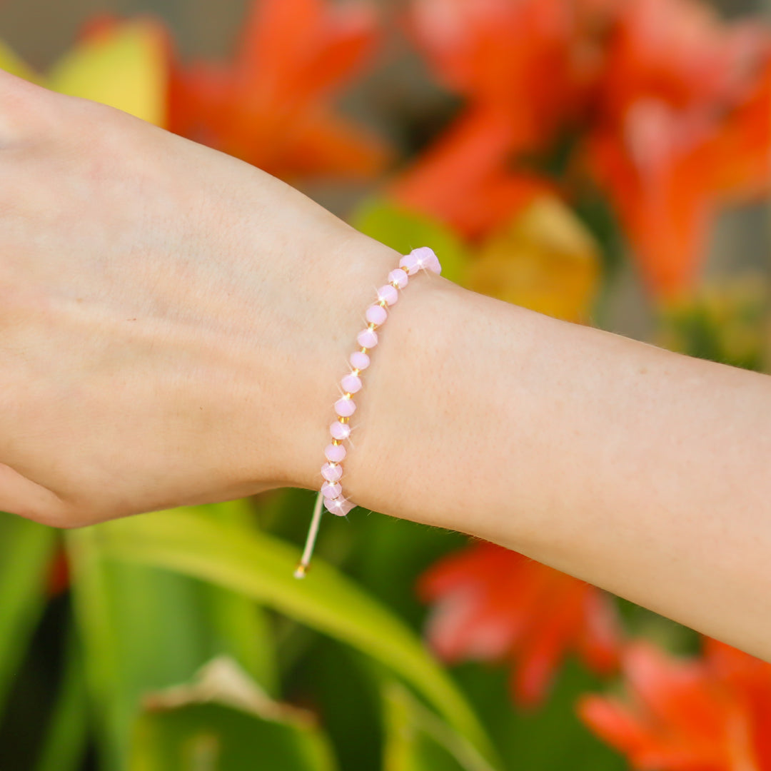 Pink Glow Beaded String Bracelet