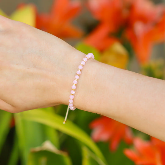 Pink Glow Beaded String Bracelet