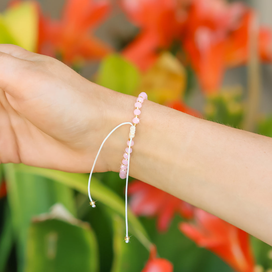 Pink Glow Beaded String Bracelet