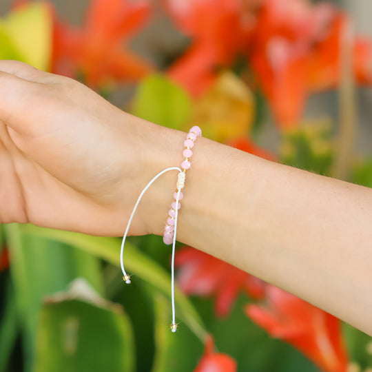 Pink Glow Beaded String Bracelet