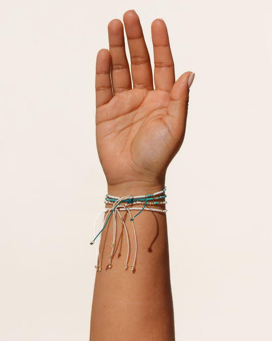 Golden Turquoise Beaded String Bracelet
