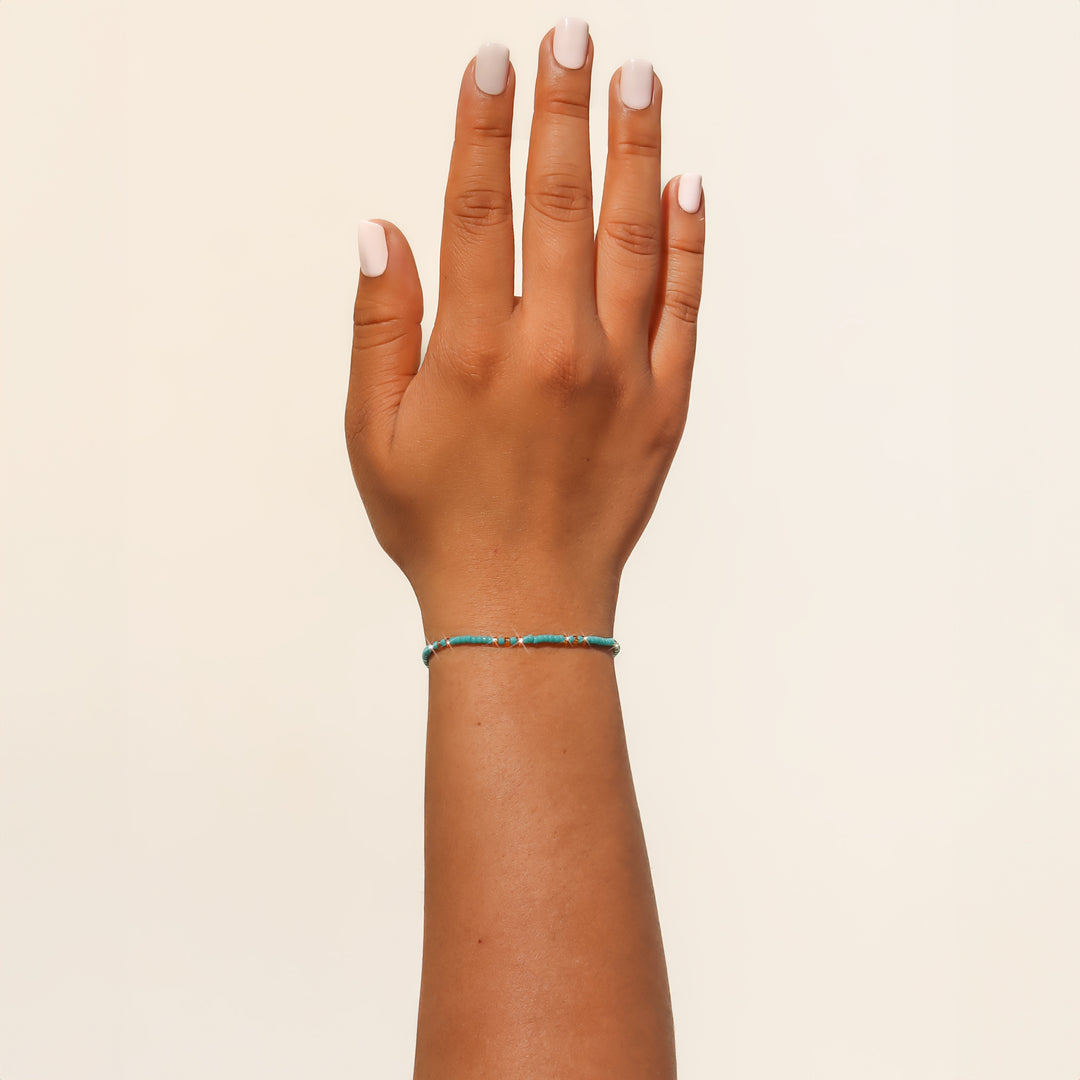 Golden Turquoise Beaded String Bracelet