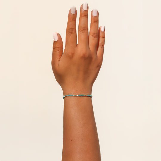 Golden Turquoise Beaded String Bracelet
