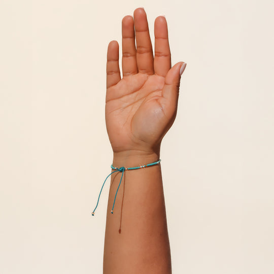 Golden Turquoise Beaded String Bracelet